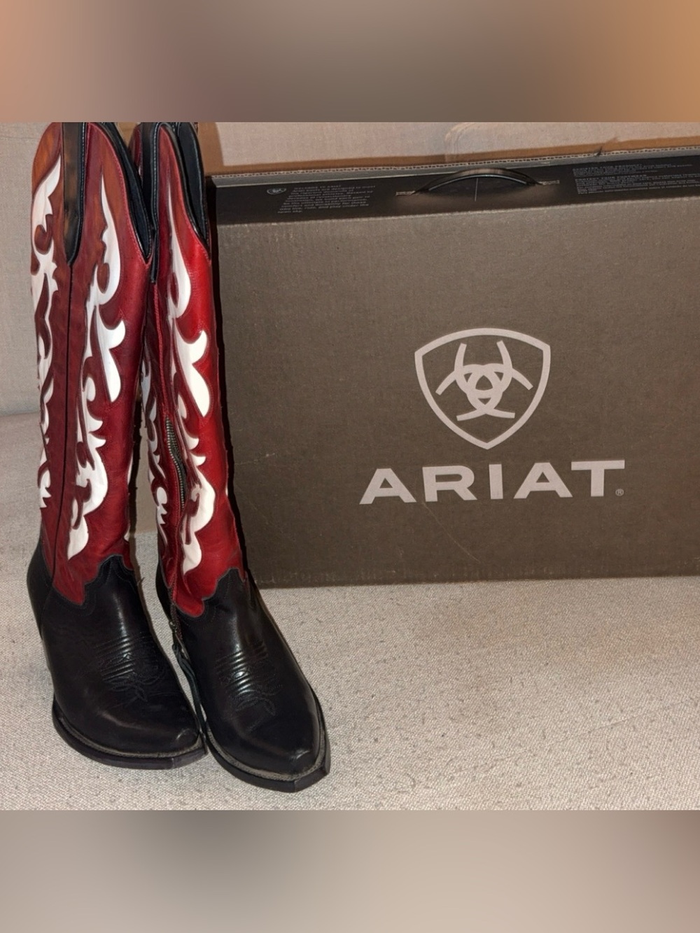 Ariat Red and Black Embroidered Western Boot